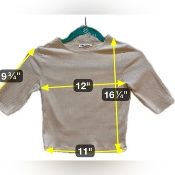 Reformation Beige Cropped Knit Top Short Sleeve Fitted Minimalist Sustainable XS - Picture 6 of 9